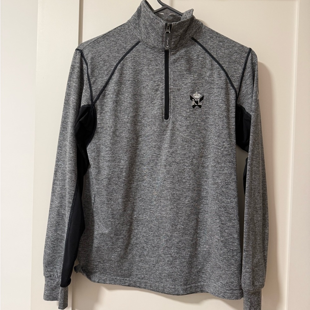 Elegant Gray and Black Women's Zip-Up Riding Top